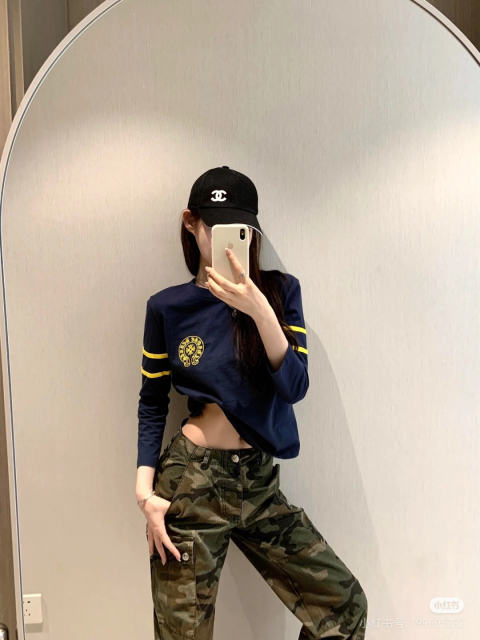 1:1 quality version Number Horseshoe Print Color Block Thin Breathable 3/4 Sleeve Long Sleeve T-Shirt  3 colors for girls 29380260