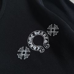 1:1 quality version Horseshoe‑Ring Cross‑Flower‑Slogan‑Prin Waffle Knit Long Sleeve Tee for girls 2 colors 29426217