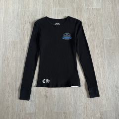 1:1 quality version Blue Horseshoe‑Ring Cross‑Flower‑Print Waffle‑Knit Fitted Long Sleeve Tee for girls 29426214