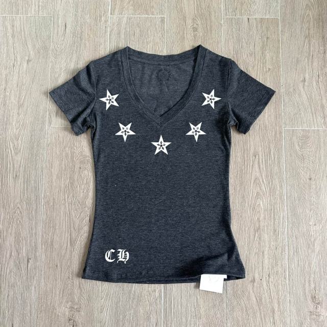 1:1 quality version Pentagram Sanskrit Slogan V Neck Print Tee for girls 29306366