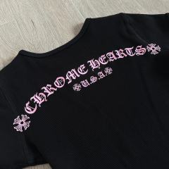 1:1 quality version Chest Scroll Arc Pink Gothic Letter Print Waffle Knit Cropped Tee for girls 29426256