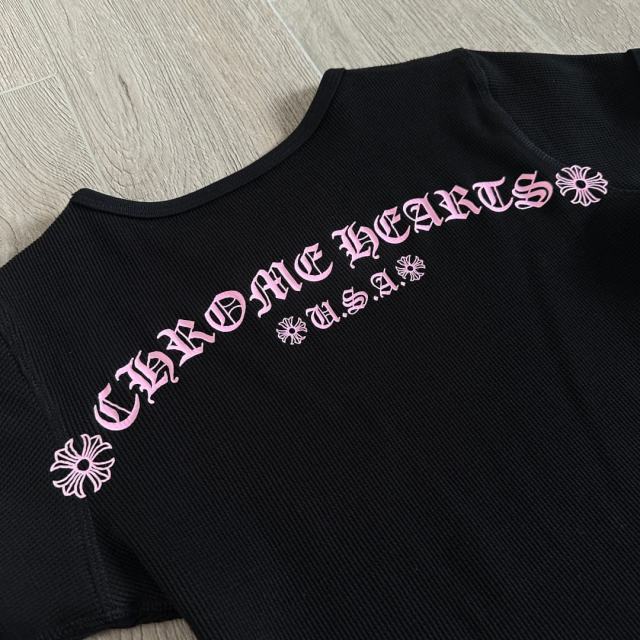1:1 quality version Chest Scroll Arc Pink Gothic Letter Print Waffle Knit Cropped Tee for girls 29426256