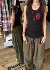 1:1 quality version Classic Vintage Red Cross Sanskrit Print Knit Tank Tops For Girls 29380174