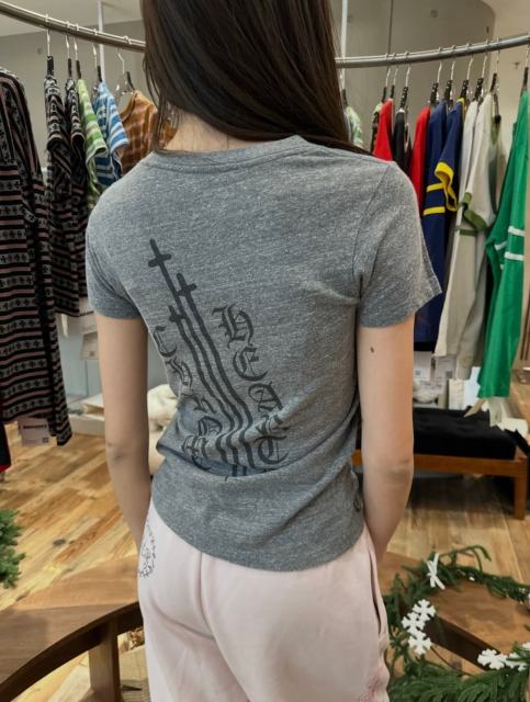 1:1 quality version Sanskrit Sword Print On Back V Neck Tee for girls 29306367
