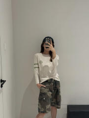 1:1 quality version Number Horseshoe Print Color Block Thin Breathable 3/4 Sleeve Long Sleeve T-Shirt  3 colors for girls 29380260