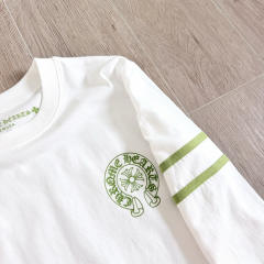1:1 quality version Number Horseshoe Print Color Block Thin Breathable 3/4 Sleeve Long Sleeve T-Shirt  3 colors for girls 29380260