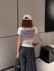 1:1 quality version Horseshoe USA Flag Neck Print Tee 2 colors for girls 29306369