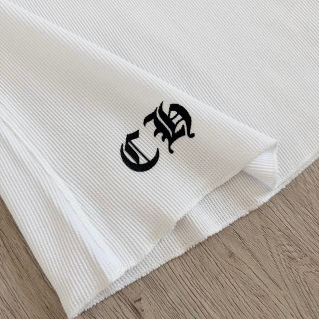1:1 quality version Blue Horseshoe Ring Script Letter Surrounded Waffle Knit Long Sleeve Tee for girls 2 colors 29426191