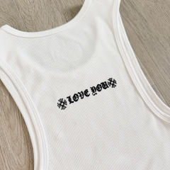 1:1 quality version Heart Vine Pattern White Limited Edition Print Vest Classic Vintage Sleeveless Top For Girls 29380178
