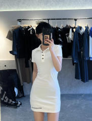 1:1 quality version Y2K Street Cross Gothic Letter Embroidery Ribbed Slim Fit Polo Dress 2 colors 29380249