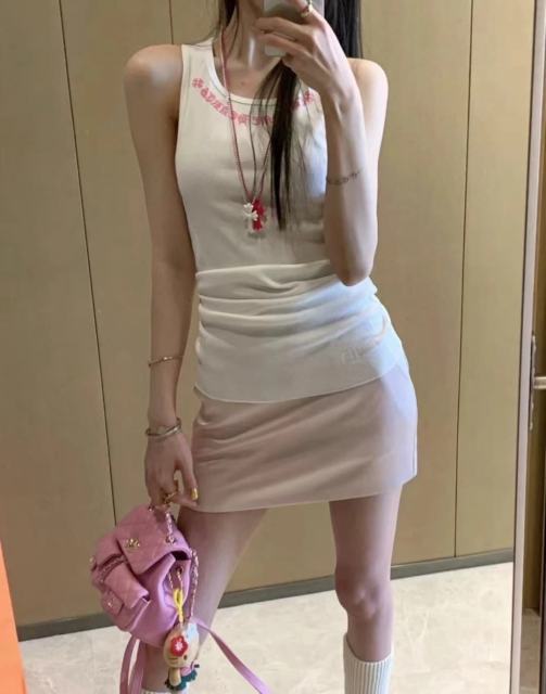 1:1 quality version Summer Fresh Knitted Tank Dress 2 colors for girls 29033522