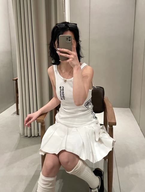 1:1 quality version Side T-Shape Sanskrit Printed Knitted Tank Dress 6 colors for girls 29033524