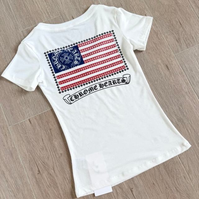 1:1 quality version Horseshoe USA Flag Neck Print Tee 2 colors for girls 29306369