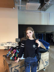 1:1 quality version Number Horseshoe Print Color Block Thin Breathable 3/4 Sleeve Long Sleeve T-Shirt  3 colors for girls 29380260