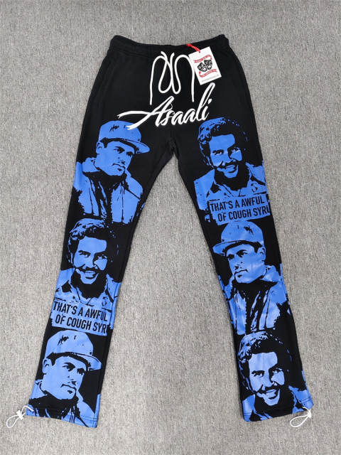 1:1 Top Quality Black Blue Cough Syrup Portrait Sweatpants