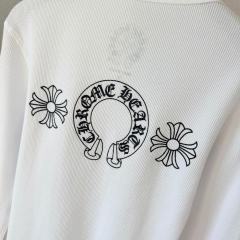 1:1 quality version Horseshoe‑Ring Cross‑Flower‑Slogan‑Prin Waffle Knit Long Sleeve Tee for girls 2 colors 29426217