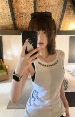 1:1 quality version Heart Vine Pattern White Limited Edition Print Vest Classic Vintage Sleeveless Top For Girls 29380178
