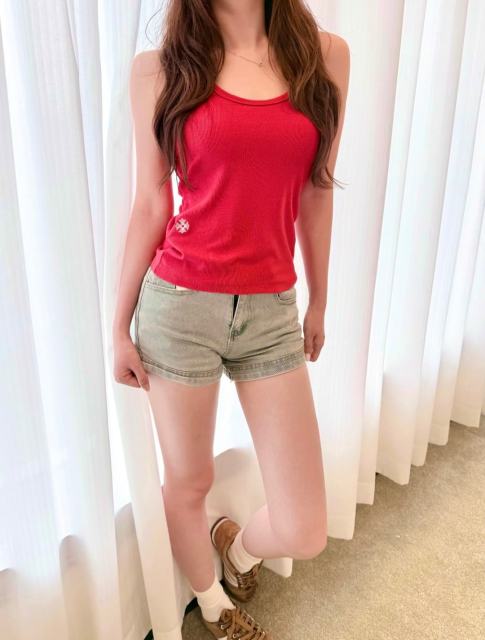 1:1 quality version Cross Flower Embroidery Knit Cami Top 3 colors 29306376