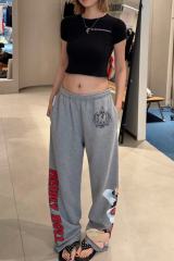 1:1 quality version Chest Scroll Arc Pink Gothic Letter Print Waffle Knit Cropped Tee for girls 29426256