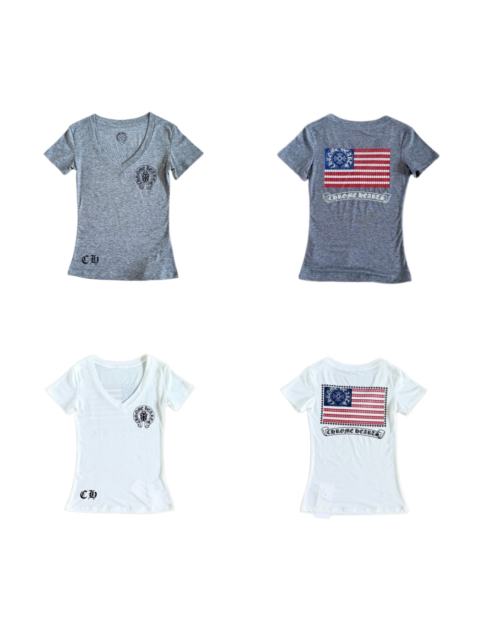 1:1 quality version Horseshoe USA Flag Neck Print Tee 2 colors for girls 29306369