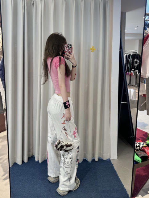 1:1 quality version Comic Figure Spider Web Cross Print Drawstring Wide Leg Sweat Pants for girls 29456663