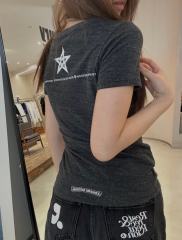 1:1 quality version Pentagram Sanskrit Slogan V Neck Print Tee for girls 29306366