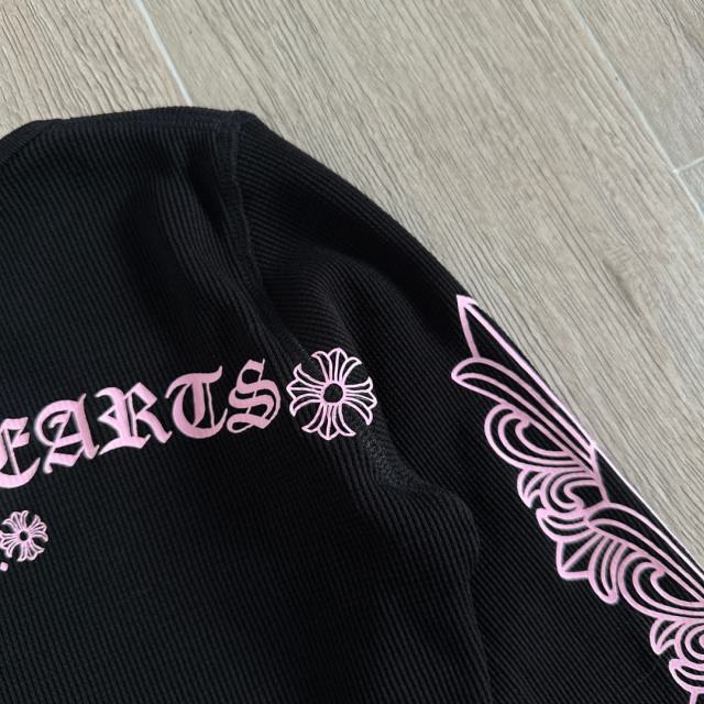 1:1 quality version Pink Gothic Letter Dual Sleeve Floral Print Waffle Knit Cropped Long Sleeve Tee for girls 29426247