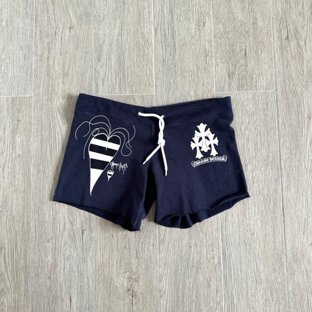 1:1 quality version Sanskrit Cross Graffiti Heart Navy Print Tee & Shorts Set 29334504