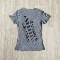 1:1 quality version Sanskrit Sword Print On Back V Neck Tee for girls 29306367