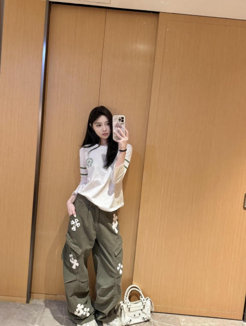 1:1 quality version Number Horseshoe Print Color Block Thin Breathable 3/4 Sleeve Long Sleeve T-Shirt  3 colors for girls 29380260