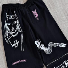 1:1 quality version Cross Cartoon Girl Slogan Print Drawstring Wide Leg Sweat Pants for girls 29456654