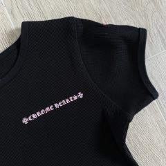 1:1 quality version Chest Scroll Arc Pink Gothic Letter Print Waffle Knit Cropped Tee for girls 29426256