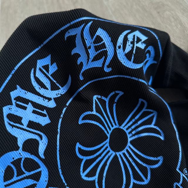 1:1 quality version Blue Horseshoe‑Ring Cross‑Flower‑Print Waffle‑Knit Fitted Long Sleeve Tee for girls 29426214