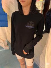 1:1 quality version Blue Horseshoe‑Ring Cross‑Flower‑Print Waffle‑Knit Fitted Long Sleeve Tee for girls 29426214