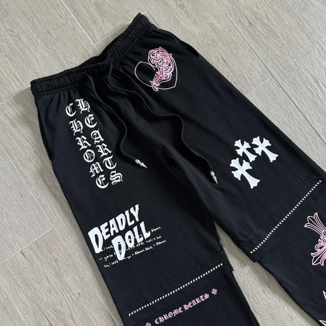 1:1 quality version Cross Cartoon Girl Slogan Print Drawstring Wide Leg Sweat Pants for girls 29456654