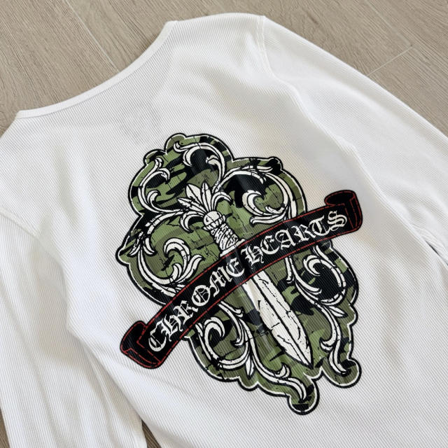 1:1 quality version Green Sword Vine Print Waffle Slim‑Fit Long Sleeve Tee for girls 29426184