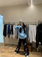 1:1 quality version Cross Cartoon Girl Slogan Print Drawstring Wide Leg Sweat Pants for girls 29456654