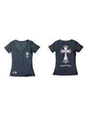 1:1 quality version Window Grille Cross Print On Back V Neck Tee for girls 29306363