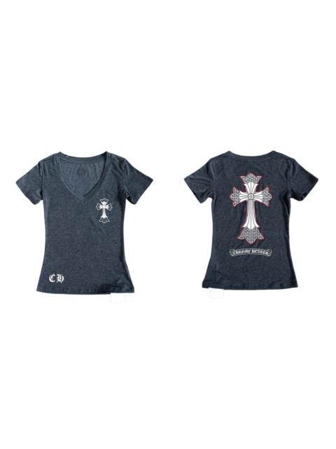 1:1 quality version Window Grille Cross Print On Back V Neck Tee for girls 29306363