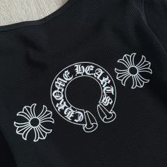1:1 quality version Horseshoe‑Ring Cross‑Flower‑Slogan‑Prin Waffle Knit Long Sleeve Tee for girls 2 colors 29426217