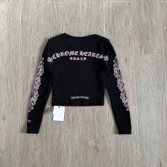 1:1 quality version Pink Gothic Letter Dual Sleeve Floral Print Waffle Knit Cropped Long Sleeve Tee for girls 29426247