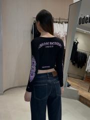 1:1 quality version Pink Gothic Letter Dual Sleeve Floral Print Waffle Knit Cropped Long Sleeve Tee for girls 29426247