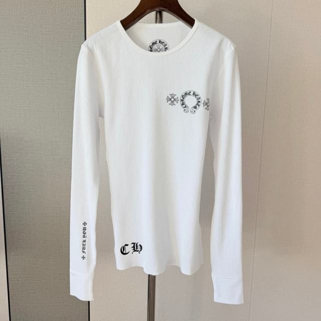 1:1 quality version Horseshoe‑Ring Cross‑Flower‑Slogan‑Prin Waffle Knit Long Sleeve Tee for girls 2 colors 29426217