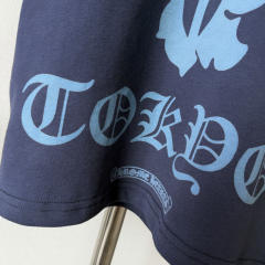 1:1 quality version Vintage Navy Blue Tokyo Vine Dagger Print Crew Neck Slim tee for girls 29392329