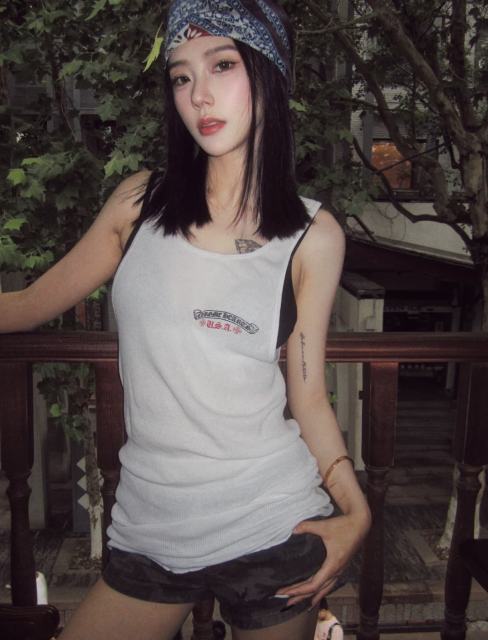 1:1 quality version USA Flag Print On Back Knit Tank Dress 2 colors 29306370