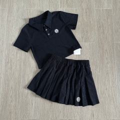 1:1 quality versionCross Jacquard All Over Print Polo T-Shirt & Pleated Skirt Set For Girls 29380185