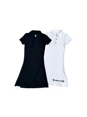1:1 quality version Y2K Street Cross Gothic Letter Embroidery Ribbed Slim Fit Polo Dress 2 colors 29380249
