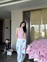 1:1 quality version Comic Figure Spider Web Cross Print Drawstring Wide Leg Sweat Pants for girls 29456663