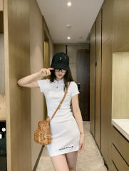 1:1 quality version Y2K Street Cross Gothic Letter Embroidery Ribbed Slim Fit Polo Dress 2 colors 29380249