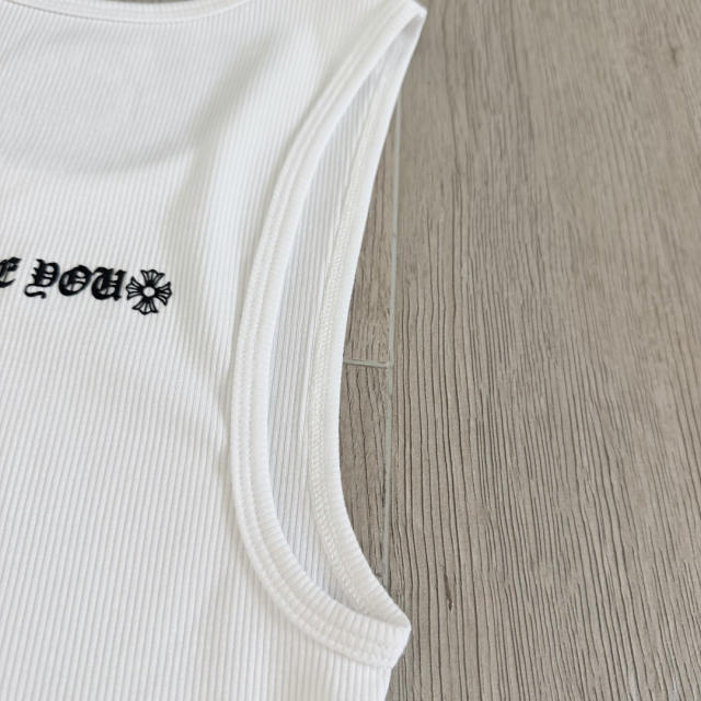 1:1 quality version Heart Vine Pattern White Limited Edition Print Vest Classic Vintage Sleeveless Top For Girls 29380178